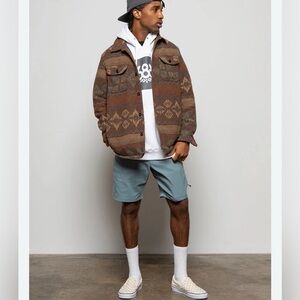 Jachs Men’s Patterned Wool Blend Jacket Shirt Fleece Lined Brown. Sz: XXL Aztec